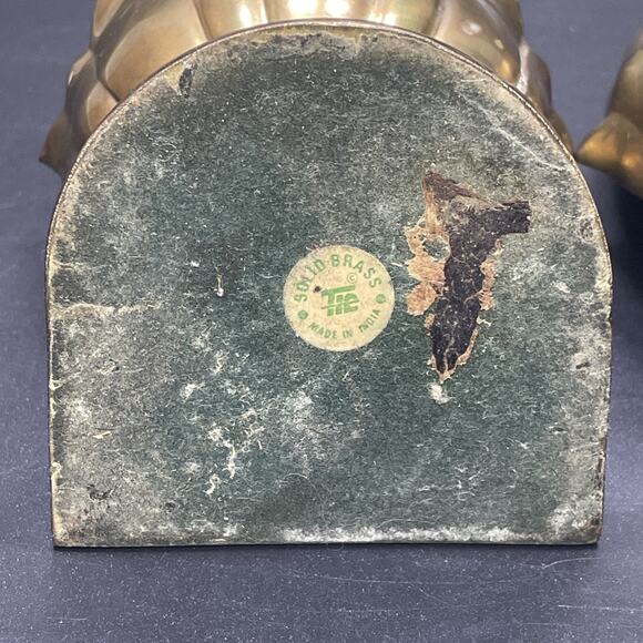 Pair of Vtg Tic Solid Brass Acorn/Artichoke Bookends Lacquered Patina 7" India - Picture 8 of 8